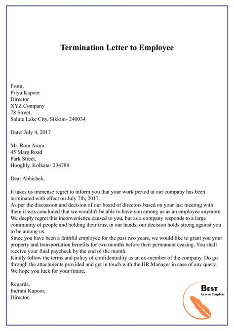 warning letter  employee  poor performance  infoupdateorg