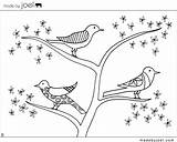 Coloring Tree Bird Sheet Pages Birds Winter Sheets Joel Madebyjoel Made Branch Colouring Kids Drawing Flower Printable April Spring Template sketch template