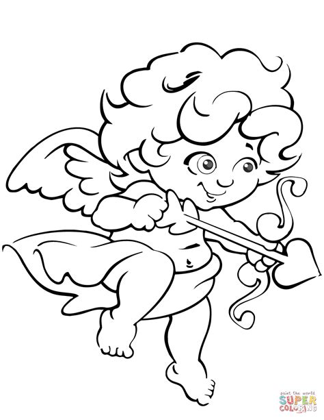 cute valentine cupid coloring page  printable coloring pages