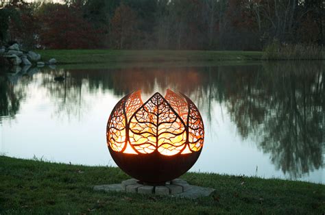 autumn sunset leaf fire pit sphere  fire pit gallery