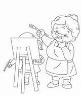 Grandparents Coloring Kids Activities Pages Grandma Drawing sketch template