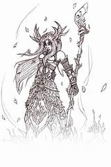 Night Warcraft Druid sketch template