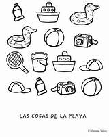 Playa Objetos Verano Dibujar Infantiles Actividad Vacaciones Toalla Conmishijos Childrencoloring sketch template