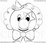 Clown Face Outline Coloring Makeup Tie Clipart Bow Hat Star Royalty Illustration Rf Pams sketch template