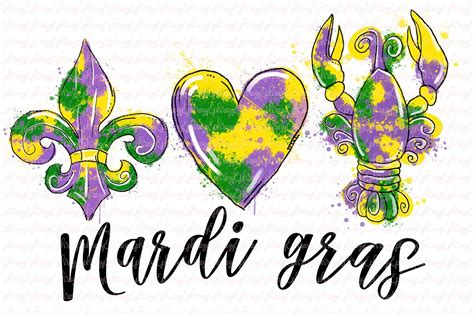 mardi gras fleur de lis crawfish custom designed illustrations