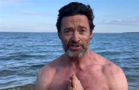Hugh Jackman Stripped To His Trunks For A Freezing Sea Swim On New Year