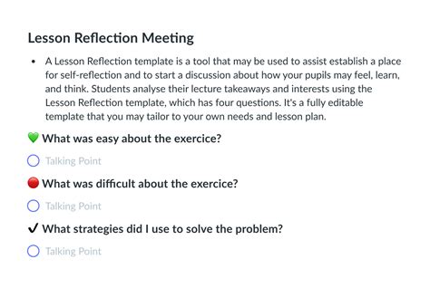 lesson reflection meeting template fellowapp