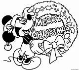 Coloring Christmas Merry Pages Wreath Mickey Printable Print Disney Mouses Book Prints sketch template