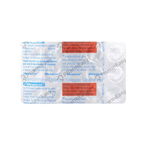 mesacol  mg tablet   side effects dosage composition