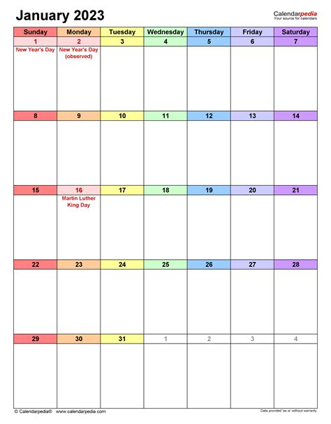 january  blank calendar template printable template calendar