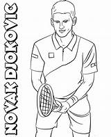 Coloring Djokovic Novak Tennis Player Sheets Print sketch template