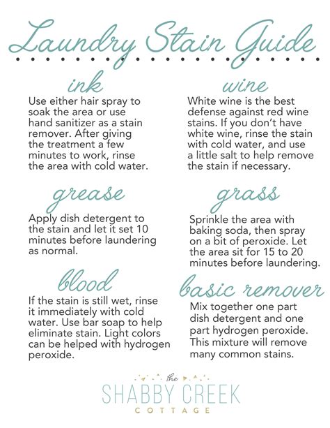 stain removal chart simple laundry organizing ideas