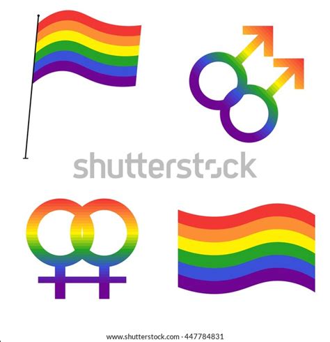 lgbt rainbow flag gay men symbol lesbian symbol icon set vector