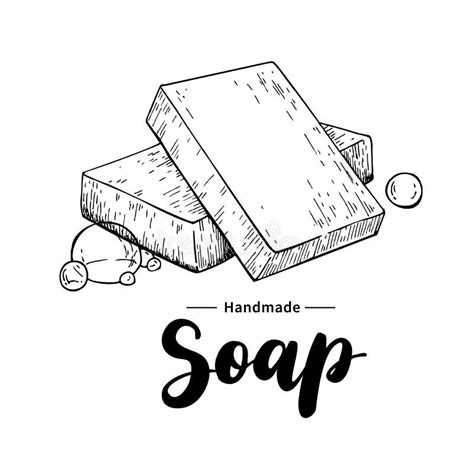 handmade natural soap vector hand drawn illustration  organic stock