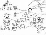 Coloring Pages Sand Beach Playing sketch template