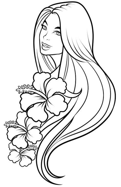 girls face  hair coloring pages