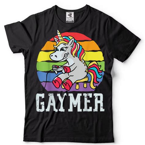gaymer unicorn rainbow funny lgbt gamer lgbtq gaming gay t shirt teejeep