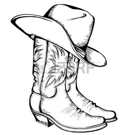 botas vaqueras sombrero botas de vaquero  sombrero ilustracion