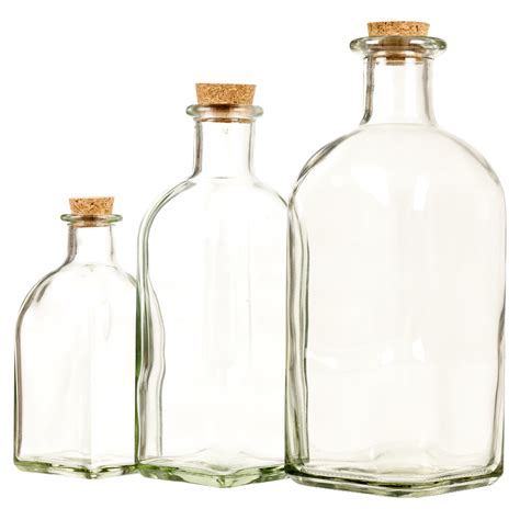 3 6 9 12 Glass Storage Bottle Jars Vials Cork Stopper Lid