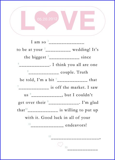 funny wedding mad libs template templates  resume examples