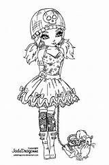 Coloring Pages Gothic Adult Goth Deviantart Girl Jadedragonne Lolita Anime Jade Lineart Dragonne Chibi Color Printable Colouring Print Kawaii Imprimer sketch template