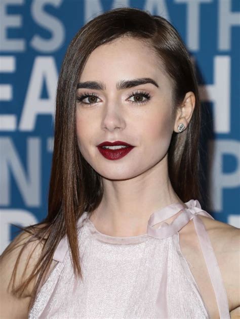 get the look lily collins red hot burgundy lips beauty