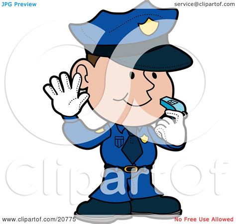 clipart illustration of a friendly male police officer in