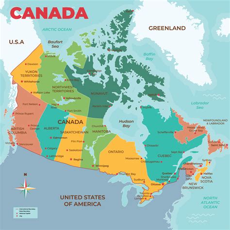 detailed canada map states  union teritories  vector art