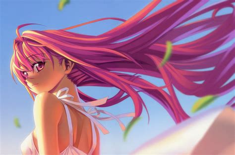 2560x1700 Anime Girl Pink Hairs In Air Chromebook Pixel Hd 4k