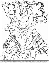 Hens Thecatholickid Trinity Virtues Theological sketch template