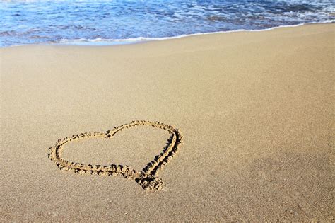 heart beach coast love sea romance romantic sand shapes shore