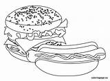 Coloring Fast Burger Food Pages Hot Dog Sheet sketch template