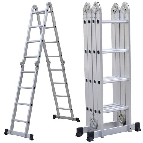 ft folding ladder aluminum multi purpose extension ladders