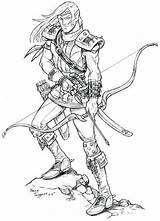Elf Archer Ranger Female Deviantart Template Coloring Sketch Pages sketch template