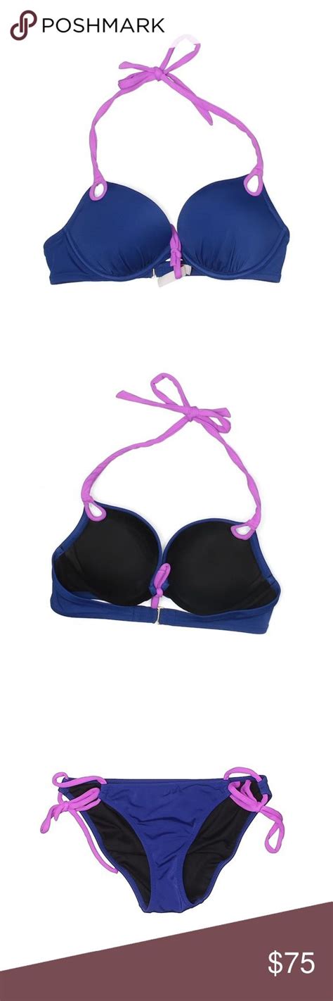Vs Blue Tease Pushup Swimsuit Set 34b Xs Bikini Color Blue Solid