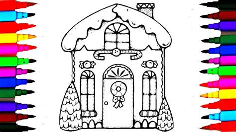 draw candy shop  coloring drawing pages kids candy house