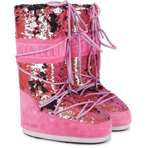 moon boots girls sequin snow boots  pink bambinifashioncom