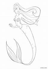 Colouring Mermaid sketch template