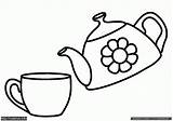 Teapot Colouring Tea Desenho Xicaras Tazze Tazzine Teacup Coloringhome Chá sketch template