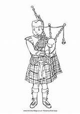 Scottish Colouring Coloring Pages Piper Bagpipes Children Scotland Kids Theme Kilt Wee Colour Gillis Activityvillage Burns Highland Night Traditional Bag sketch template