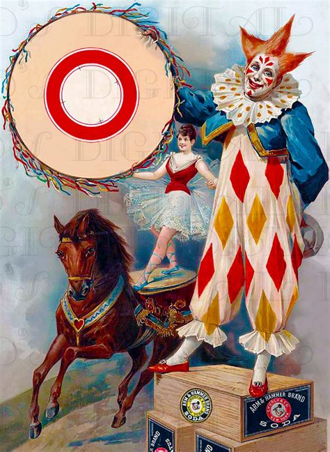antique circus clown vintage illustration circus digital