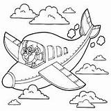 Coloring Pages Travel Airplane Clouds Surfnetkids Space Air sketch template