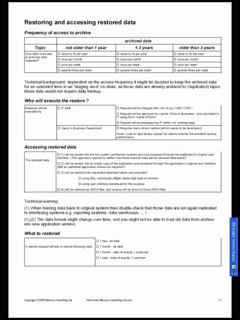 editable sample page gathering business requirements  archiving