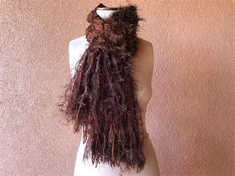 scarf dark brown hand knit chocolate brown scarf  fringe etsy