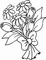 Bouquet Coloring Flowers Pages Printable Clipart Template Childrens sketch template