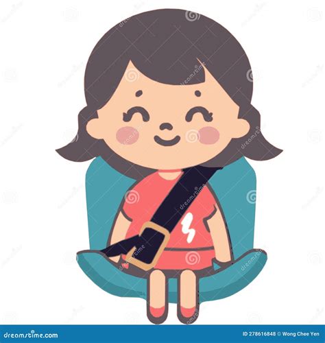 Girl Seatbelt Safety Vector Graphics Stock Illustration Illustration