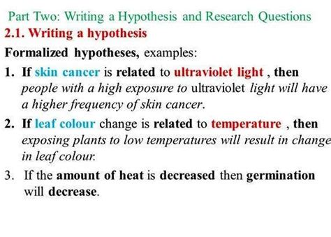 writing research questions  hypothesis