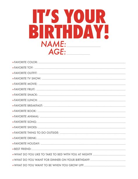 printable birthday questions  kids  gold pixel