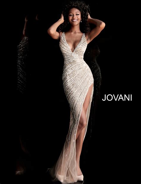 jovani 63405 gold silver fully beaded sexy prom dress