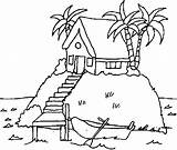 Coloring Island House Pages Beach Small Isolated Na Drawings Ilha Divyajanani Tree Palm Casinha sketch template